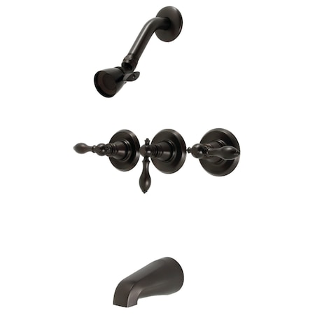 Kingston Brass KB235ACL Three-Handle Tub and Shower Faucet, Oil Rubbed Bronze KB235ACL